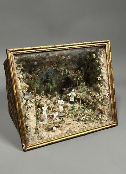 CRIB IN SPUN GLASS FROM NEVERS. 18th century....