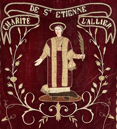 [Pièce textile liturgique]. BANNIÈRE. XIXe...