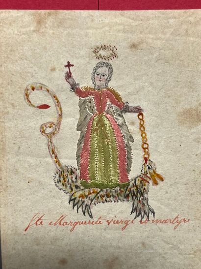 [Broderie]. Ensemble de 3 images brodées...