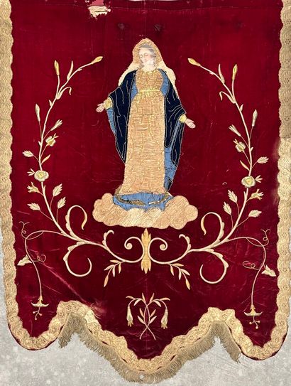[Pièce textile liturgique]. BANNIÈRE. XIXe...