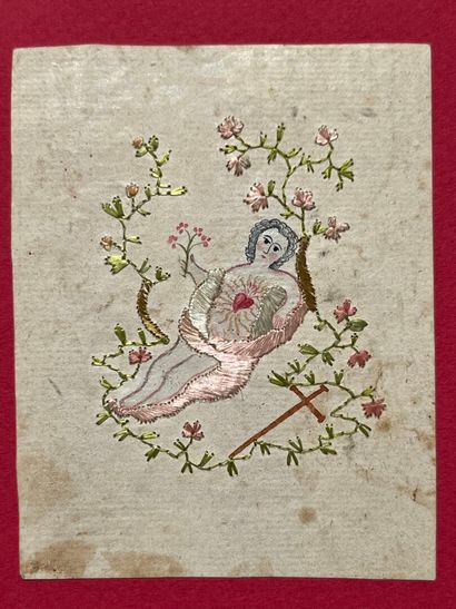 [Broderie]. Ensemble de 3 images brodées...