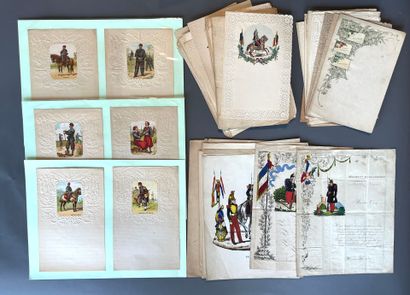 [Militaria]. Set of 99 blank leaves in octavo...