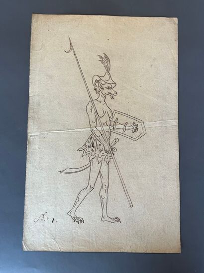 [Grotesque drawing]. Album of 74 original...