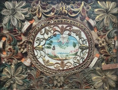 [Paperolle-reliquaire]. 18th century. Painted...
