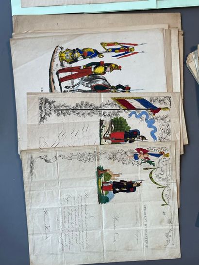 [Militaria]. Set of 99 blank leaves in octavo...
