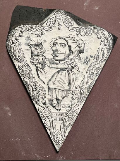 [Matrice sur bois]. La Mère Michel. Woodcut...