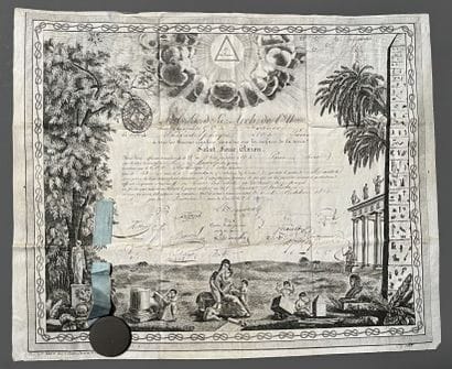 [Freemasonry]. Brevet de Maître de Modeste...