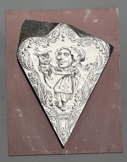 [Matrice sur bois]. La Mère Michel. Woodcut...