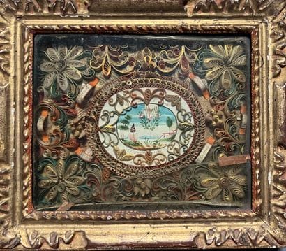 [Paperolle-reliquaire]. 18th century. Painted...