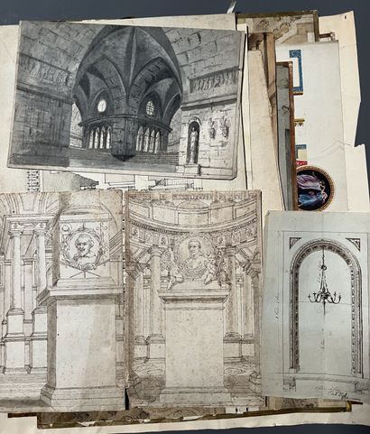 [Drawing]. [Architecture]. Lot of 17 original...