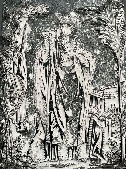 [Matrix on wood]. Saint Louis in Majesty...
