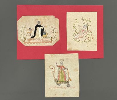 [Broderie]. Ensemble de 3 images brodées...