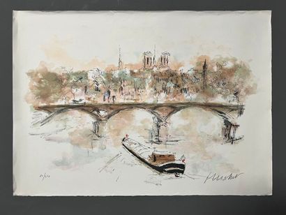 After Urbain HUCHET (1930-2014) Le pont des...