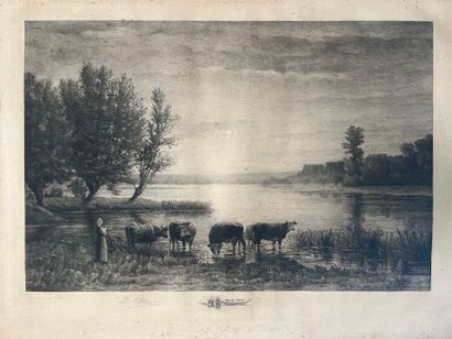 After Louis LETERRIER (1880-1958) Vaches...