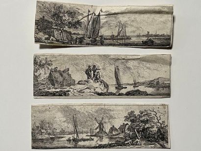 Three engravings on laid paper, in black...