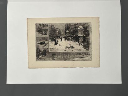 After Félix BUHOT (1847-1898) Winter in Paris...