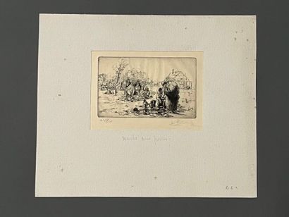 After Auguste BROUET (1872-1941) Petit marché...