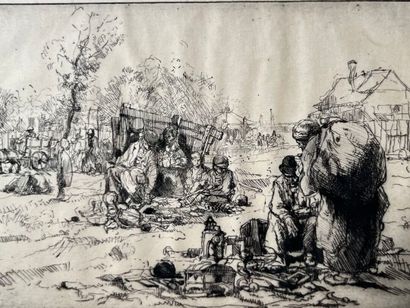 After Auguste BROUET (1872-1941) Petit marché...