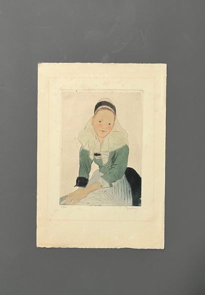 Émile Alfred DEZAUNAY (1854-1938) Jeune fille...