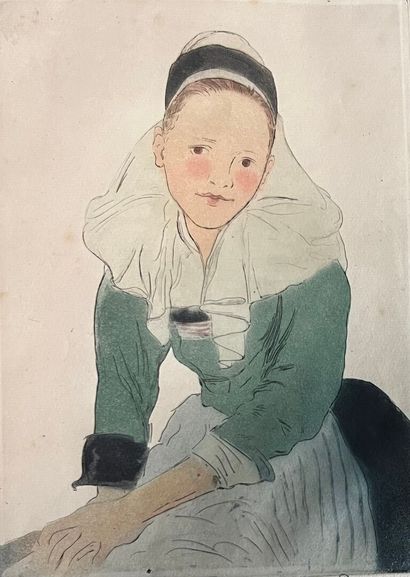 Émile Alfred DEZAUNAY (1854-1938) Jeune fille...