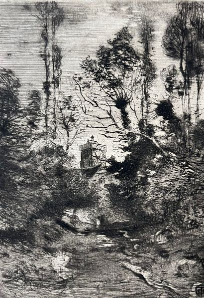After Félix BUHOT (1847-1898) L'angélus,...