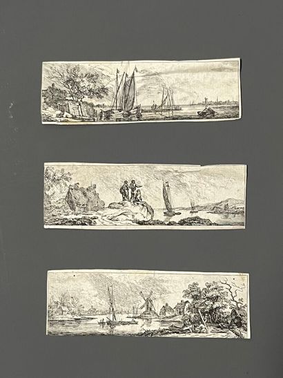 Three engravings on laid paper, in black...