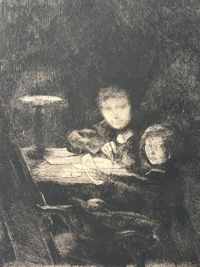 After Albert BESNARD (1849-1934) Deux enfants...