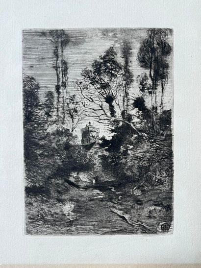 After Félix BUHOT (1847-1898) L'angélus,...