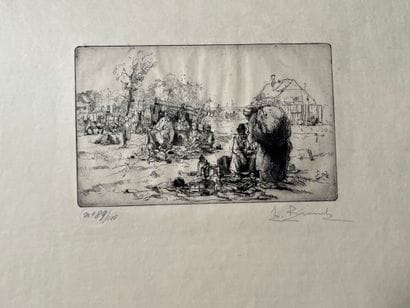 After Auguste BROUET (1872-1941) Petit marché...
