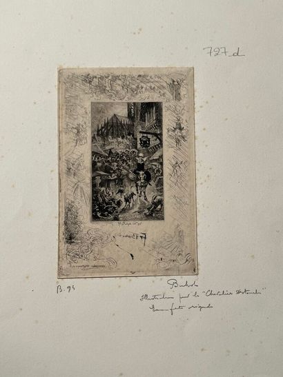 After Félix BUHOT (1847-1898) On allume des...