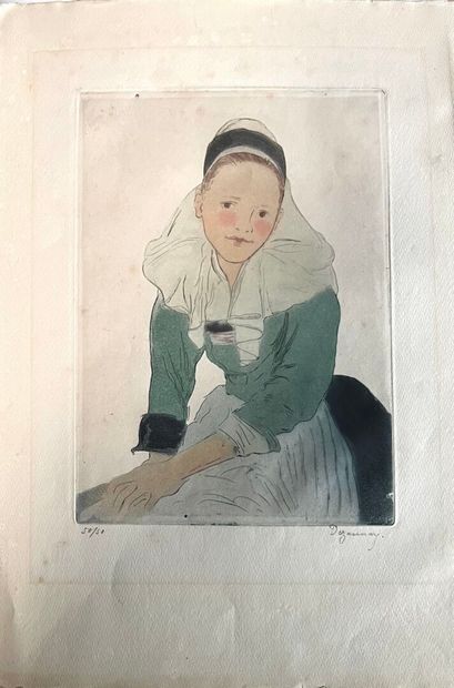 Émile Alfred DEZAUNAY (1854-1938) Jeune fille...