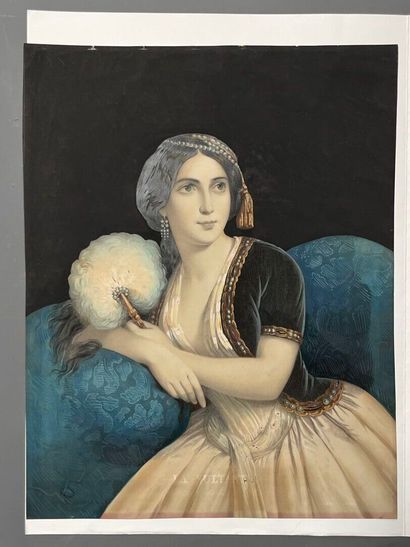 [Watercolor lithograph, titled in the plate,...