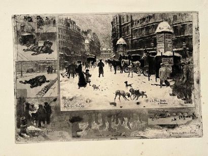 After Félix BUHOT (1847-1898) Winter in Paris...