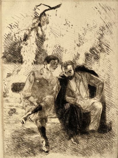 After Albert BESNARD (1849-1934) Confidences...