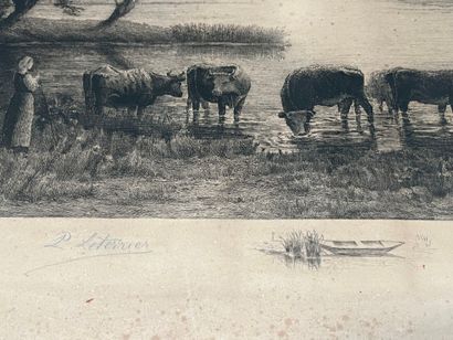 After Louis LETERRIER (1880-1958) Vaches...