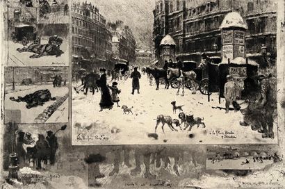 After Félix BUHOT (1847-1898) Winter in Paris...