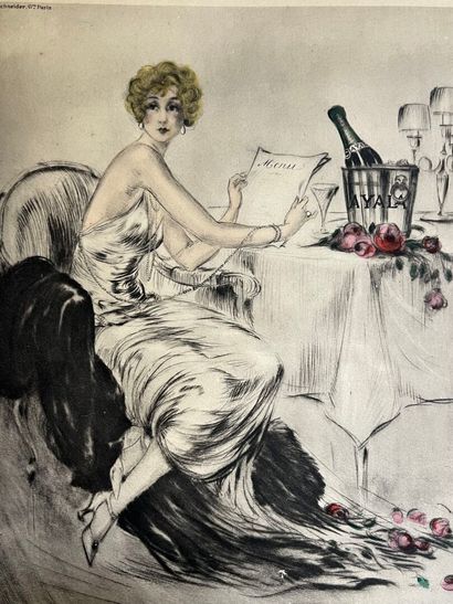 After Louis ICART (1888-1950) for Champagnes...