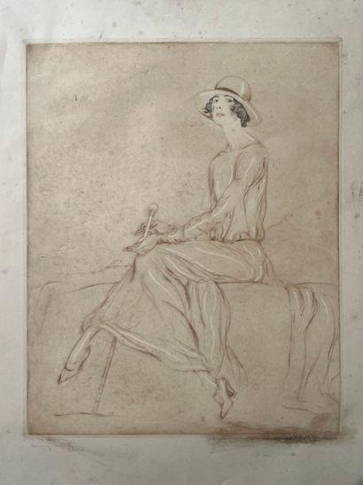 After Louis ICART (1888-1950) Élégante à...