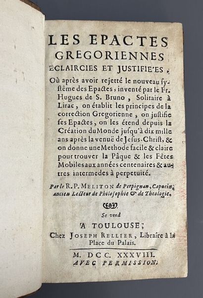 MELITON (François). Les epactes grégoriennes...