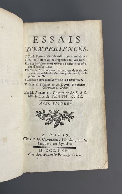 MACBRIDE (David). Essais d'expériences......