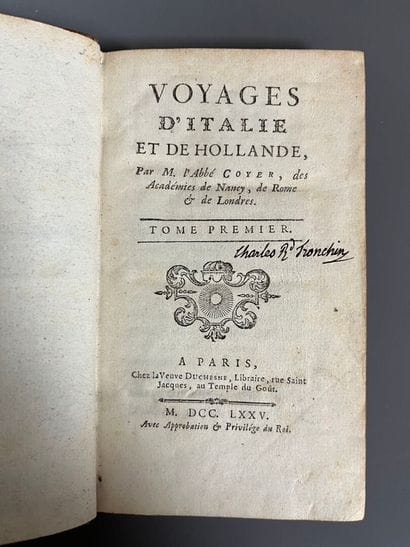 COYER (Gabriel-François). Voyages d'Italie...
