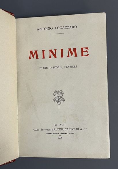 FOGAZZARO (Antonio). Minime. Studi, discorsi,...