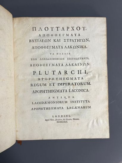 [Greek Typography]. PLUTARCH. Plutarchi Apophtegmata...