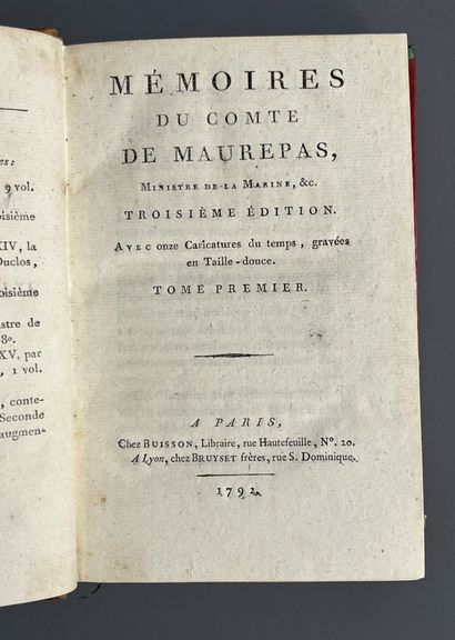 MAUREPAS (Jean-Frédéric Phélypeaux de). Mémoires...