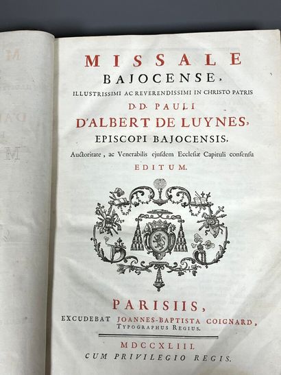 [Missel. Bayeux. 1743]. MISSALE BAJOCENSE....