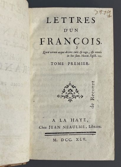 [LE BLANC (Jean-Bernard)]. Lettres d'un François....