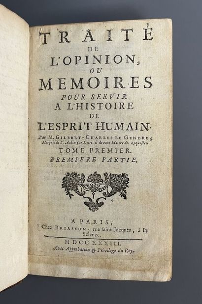 LE GENDRE (Gilbert-Charles). Traité de l'opinion,...