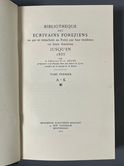 [Bibliography. Forez]. REURE (O.-C.). Bibliothèque...