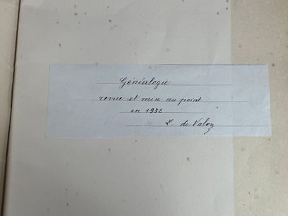 [Genealogy]. VALON (Ludovic de). Essai généalogique...