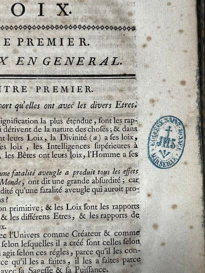 [MONTESQUIEU]. De l'esprit des loix, ou du...